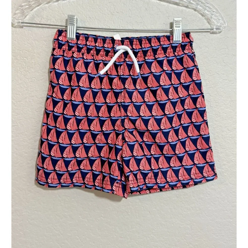 JANIE AND JACK Boys Toddler Blue‎ Sailboat Swim Shorts Size 7